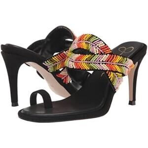 Jessica Simpson Women's Rixei Braided Embellished Heeled Sandal, Black, 10M